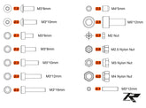 Tron 5.8/Nitron Screw & Nut Set 2 - HeliDirect